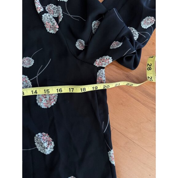 Daniel Rainn Black Floral Print Blouse  M 3/4 Sleeves & High-Low Hem - Picture 8 of 8